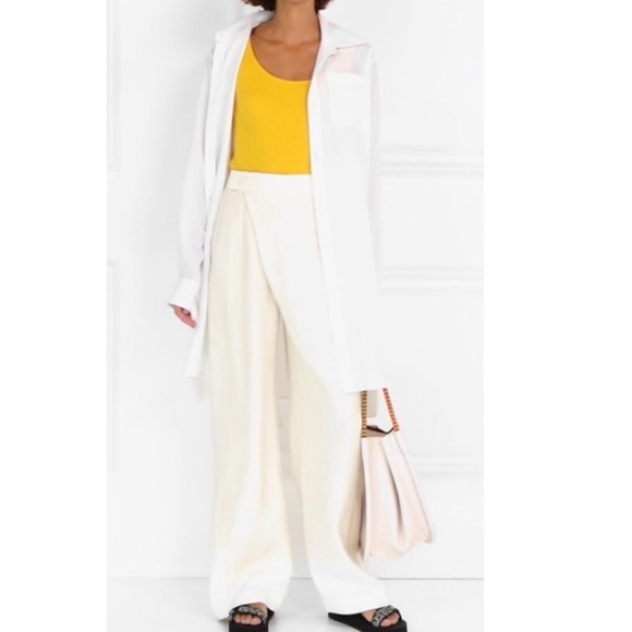 3.1 Phillip Lam Sateen Overlap Pants in Cream. - Picture 6 of 15